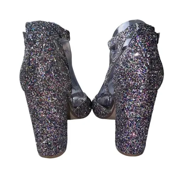 Betsey Johnson Womens Glissten Ankle Strap Glitter 4” Heel Sandals, Size 8.5 - Picture 8 of 11